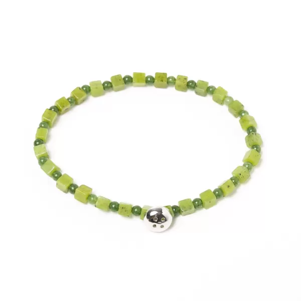 Barbarulo Napoli Armband „Jade" Mit Grunen Steinen Und Knopf Aus Sterlingsilber Handgefertigt* Manschettenknöpfe Und Schmuck