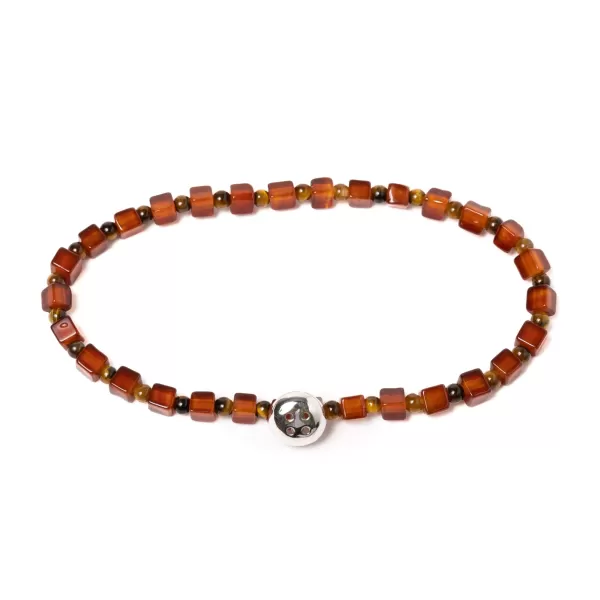 Barbarulo Napoli Armband „Karneol" Mit Braunen Steinen Und Knopf Aus Sterlingsilber Ha* Manschettenknöpfe Und Schmuck