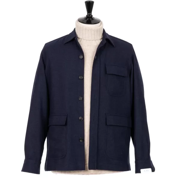 De Petrillo Aubergineblaue Sportjacke „Shirt Pocket" Aus Wolle Und* Teba + Hemdjacken