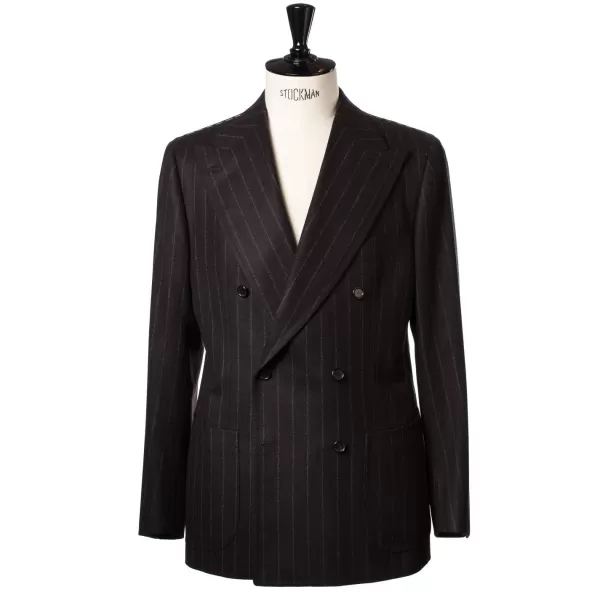 Cesare Attolini Brauner Anzug „Chalk Stripe" Aus Englischer Wolle Fox Heritage Flannel* Anzugjacke