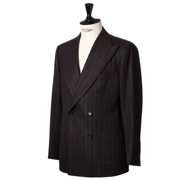 Cesare Attolini Brauner Anzug „Chalk Stripe" Aus Englischer Wolle Fox Heritage Flannel* Anzugjacke