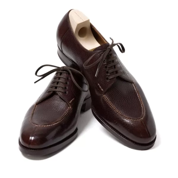 Saint Crispin's Derby „Split Toe Apron" Aus Dunkelbraunem, Genarbtem Kalbsleder Pure Han* Mto