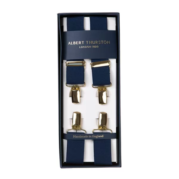 Albert Thurston Dunkelblaue Elastische Hosentrager „X Back Gold" Mit Clips* Zahnspange