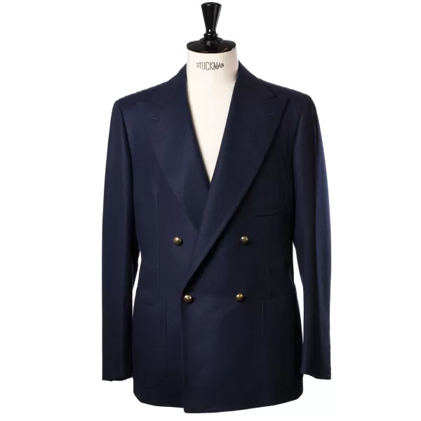 Cesare Attolini Dunkelblauer Blazer „Club Oro" Aus Wollflanell Von Fox Brother'S* Anzugjacke