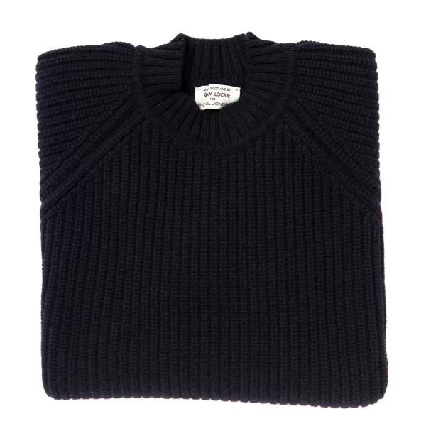 William Lockie Dunkelblauer Pullover „Joss Earl" Aus Reiner Lammwolle 8-Fadig* Strickwaren