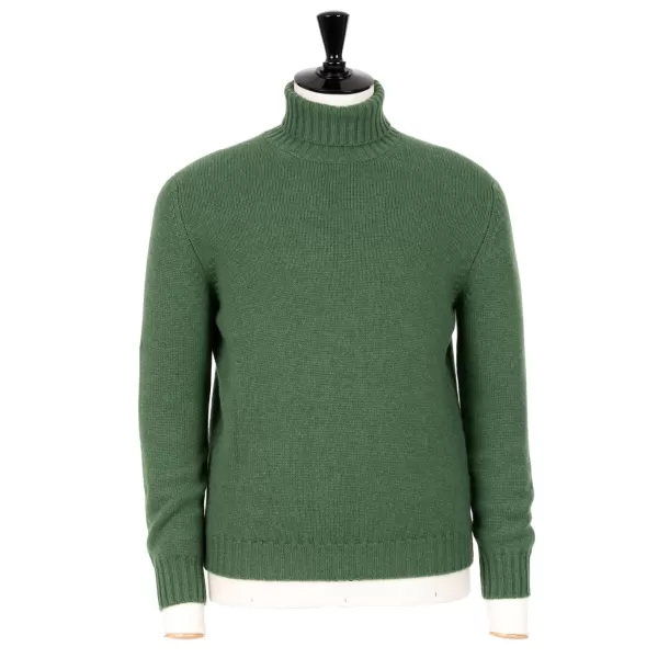 Fedeli Exklusiv Bei Michael Jondral: Gruner Schottischer Rollkragenpullover Aus 4-Lagigem Kaschmir* Strickwaren