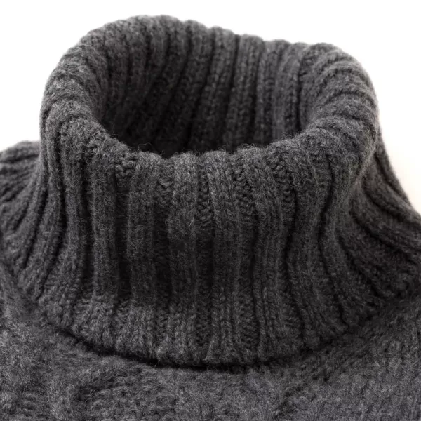 William Lockie Flanellgrauer Rollkragenpullover „Alain Aran-Cable" Aus 6-Lagiger Lammwolle* Strickwaren