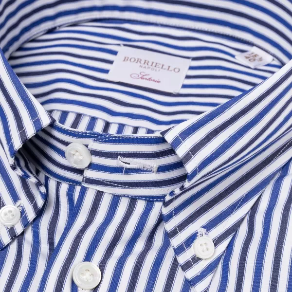 Borriello Gestreiftes Hemd „Stile Inglese" Mit Knopfleiste Und Sportmanschette Handma* Hemden