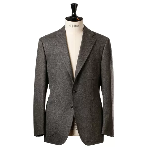 Cesare Attolini Grauer Anzug „Flanella Pipi" Aus Englischer Wolle Von Fox Brother'S Pure* Anzugjacke