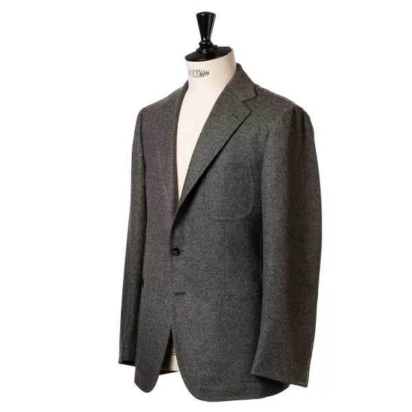 Cesare Attolini Grauer Anzug „Flanella Pipi" Aus Englischer Wolle Von Fox Brother'S Pure* Anzugjacke