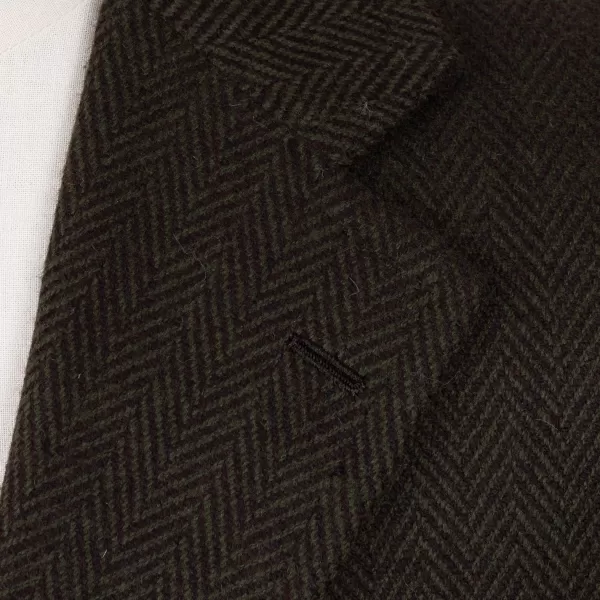 Cesare Attolini Jacke „Green Herringbone Gent" Aus Reiner Merinowolle Von Fox Brothe* Anzugjacke