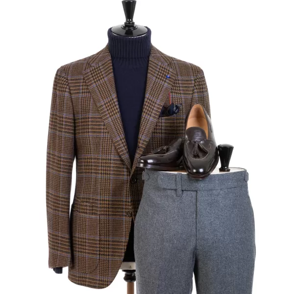 Cesare Attolini Jacke „Prince De Galles" Aus Reiner Merinowolle Von Fox Brother'S* Anzugjacke