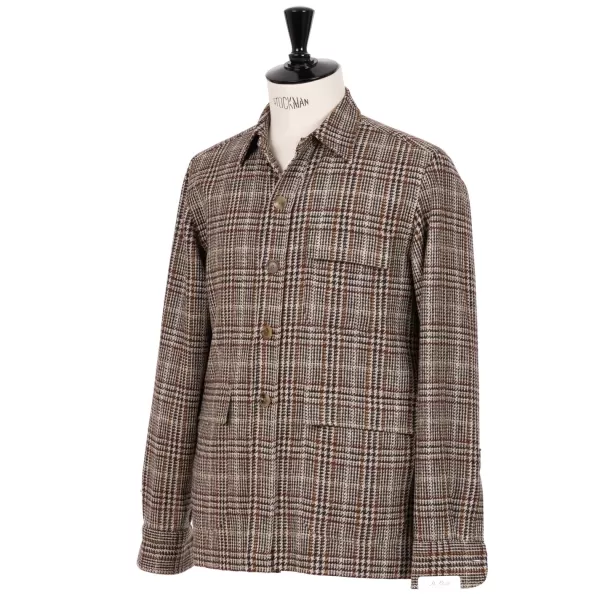De Petrillo Karierte Sportjacke „Shirt Pocket" Aus Reiner Wolle Von Fe* Teba + Hemdjacken