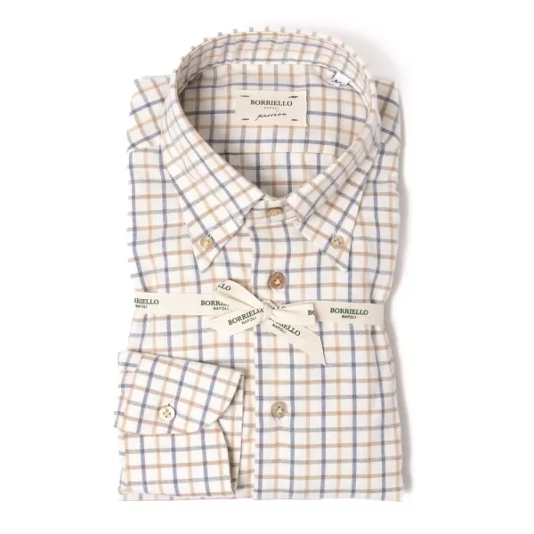 Borriello Kariertes Sportshirt „Tattersall-Check" Aus Gebursteter Vintage-Baumwolle* Freizeithemden