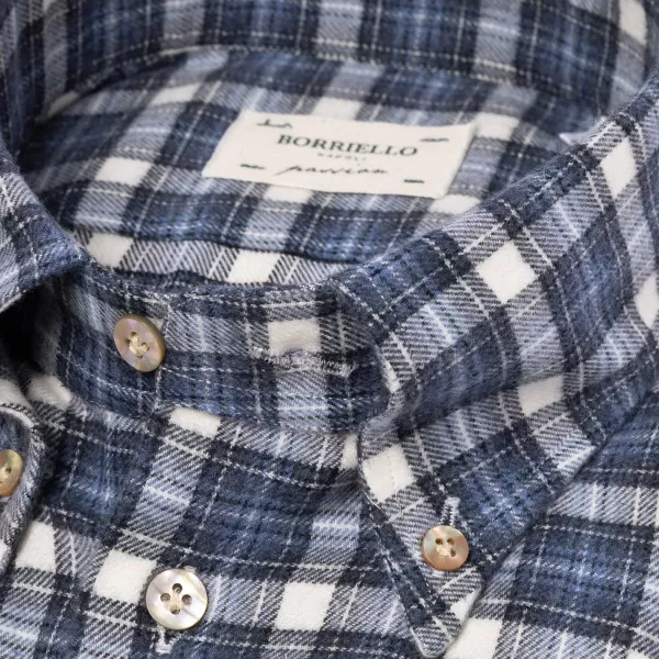 Borriello Kariertes Spot-Hemd „Madras-Check" Aus Geburstetem Vintage-Baumwoll-Flan* Freizeithemden
