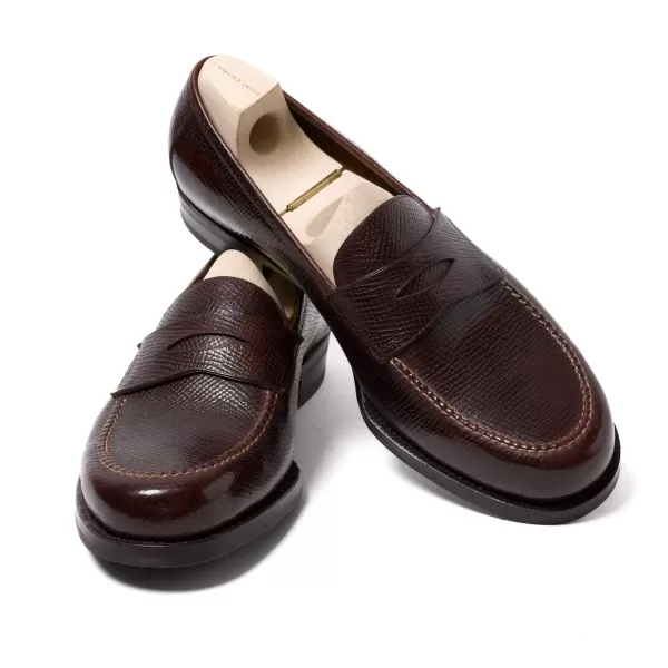 Saint Crispin's Loafer „American Casual Penny" Aus Dunkelbraunem Genarbtem Kalbsleder - P* Mto