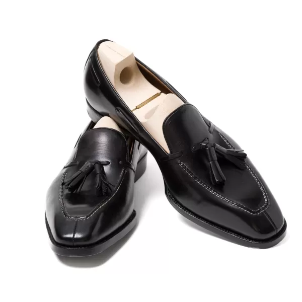 Saint Crispin's Loafer „Modern B-Tassel" Aus Schwarzem Kalbsleder Komplett* Mto