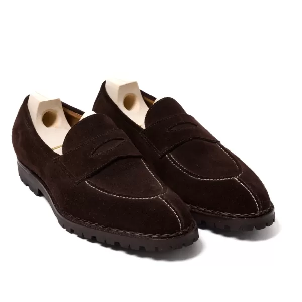 Saint Crispin's Loafer „Norvegian Split Toe" Aus Dunkelbraunem Wildleder* Mto