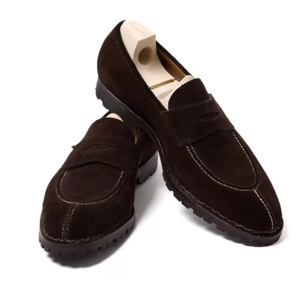 Saint Crispin's Loafer „Norvegian Split Toe" Aus Dunkelbraunem Wildleder* Mto