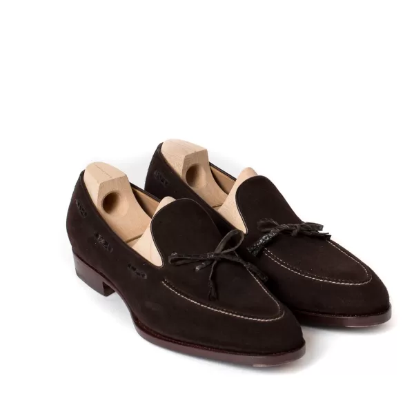 Saint Crispin's Loop-Loafer „Croc-Tassel" Aus Braunem Wildleder „Hunting" Reine Handarbeit* Mto