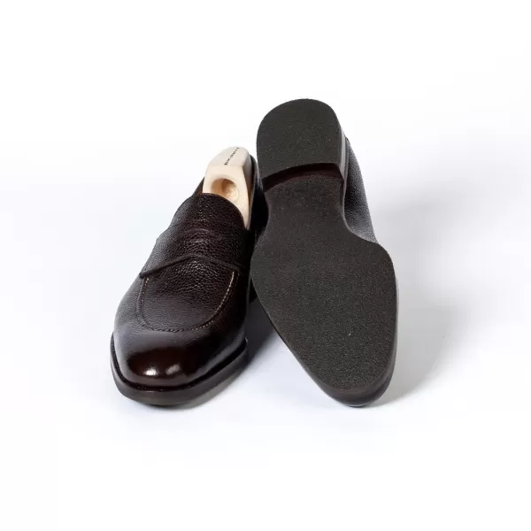 Saint Crispin's Penny Loafer Aus Dunkelbraunem Scotch-Grain-Kalbsleder Handpoliert* Mto