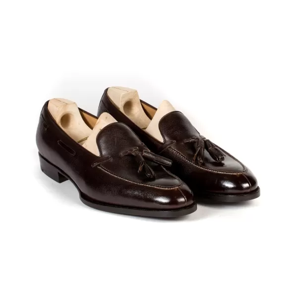 Saint Crispin's Quasten-Loafer „Split Toe" Aus Braunem, Genarbtem Kalbsleder Reine Handarbeit* Mto