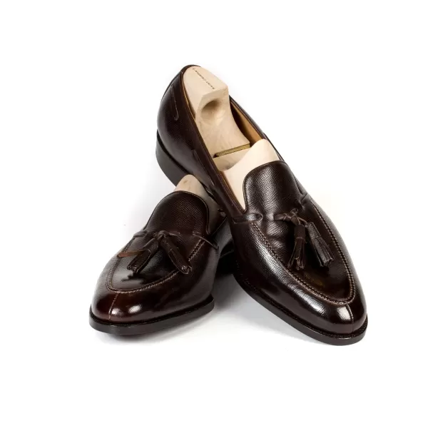 Saint Crispin's Quasten-Loafer „Split Toe" Aus Braunem, Genarbtem Kalbsleder Reine Handarbeit* Mto