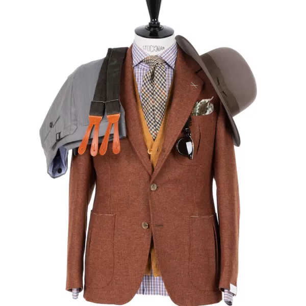 De Petrillo Rostbraune Jacke „Il Cacciatore" Aus Wolle Und Kaschmir Handgefertigt* Anzugjacke