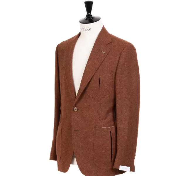 De Petrillo Rostbraune Jacke „Il Cacciatore" Aus Wolle Und Kaschmir Handgefertigt* Anzugjacke
