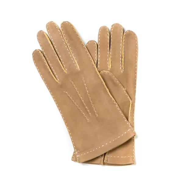 Thomas Riemer Wien Sandfarbene Handschuhe „Offizier" Aus Hirschleder* Handschuhe