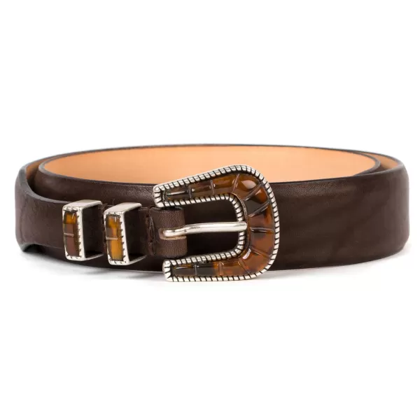 Silberner Strauß Silver Ostrich X Mj: Western-Gürtel "Colorado" Aus Dunkelbraunem Kalbs* Gürtel