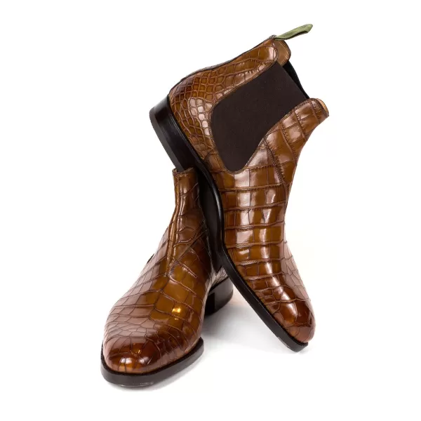 Saint Crispin's Stiefel „Chelsea" Aus Krokodilleder Reine Handarbeit* Mto