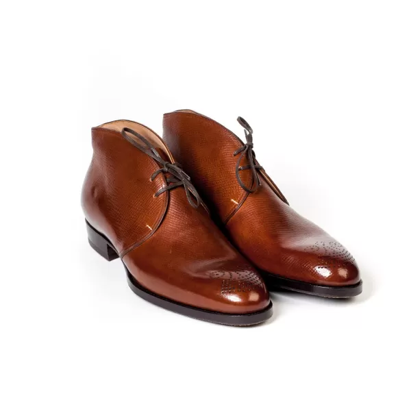 Saint Crispin's Stiefeletten „Chukka" Aus Braunem Kalbsleder „Russian Calf"* Mto