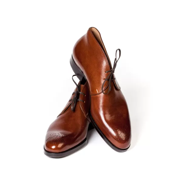 Saint Crispin's Stiefeletten „Chukka" Aus Braunem Kalbsleder „Russian Calf"* Mto