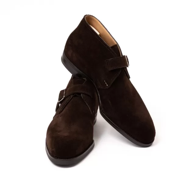 Saint Crispin's Stiefeletten „Monk Bootee" Aus Dunkelbraunem Wildleder Reine Handarbeit* Mto