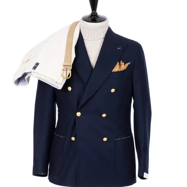 De Petrillo Zweireihige Jacke „Blazer Dorato" Aus Wolle Und Kaschmir Handgefertigt* Anzugjacke