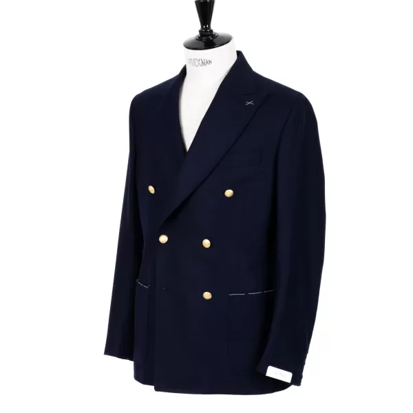 De Petrillo Zweireihige Jacke „Blazer Dorato" Aus Wolle Und Kaschmir Handgefertigt* Anzugjacke